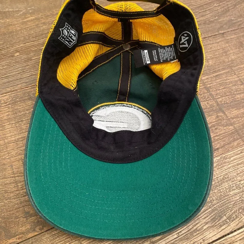 Boys Youth Green Bay Packers Football NFL '47 Brand Cap Hat One Size Embroidered